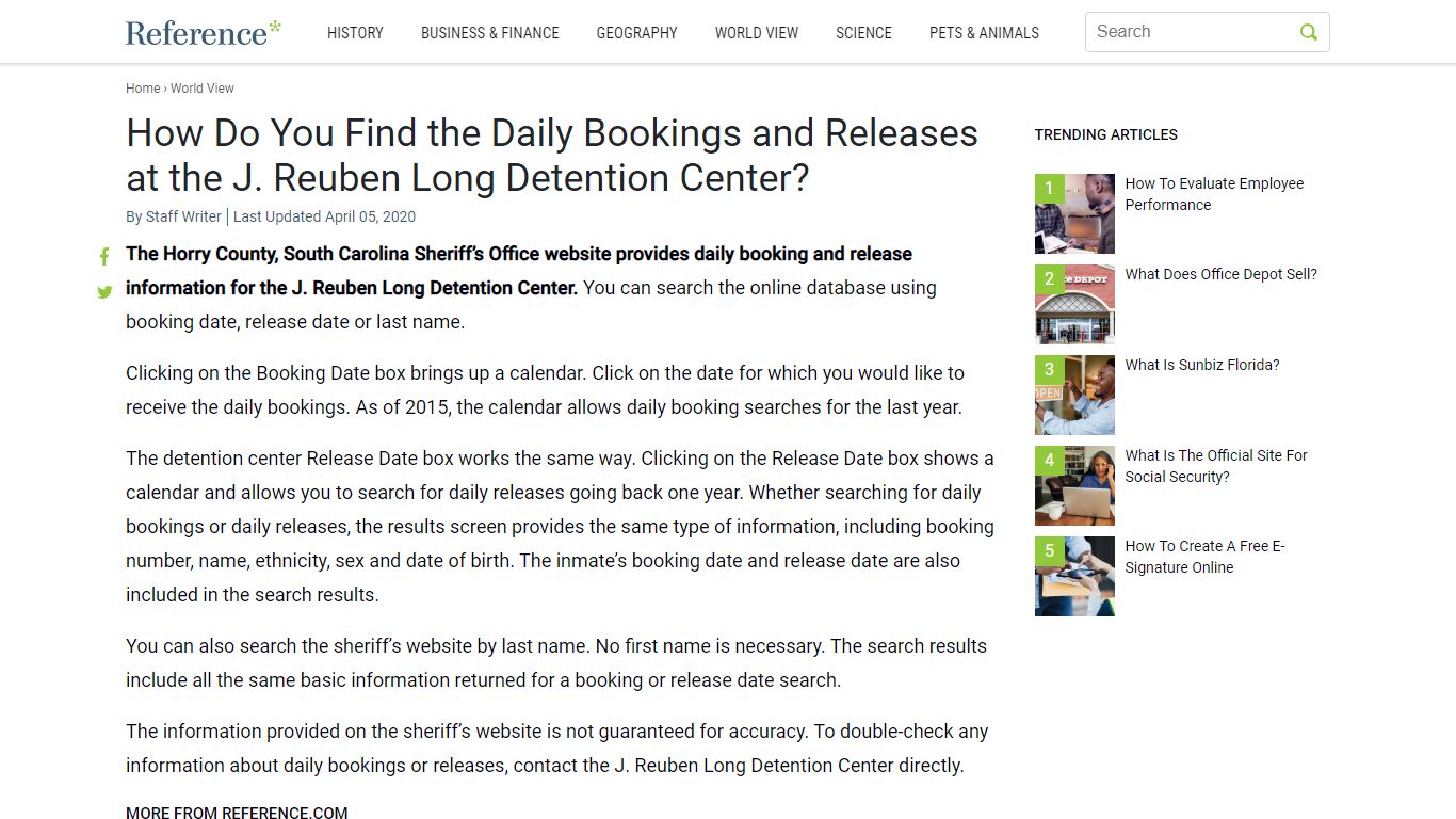 How Do You Find the Daily Bookings and Releases at the J. Reuben Long ...